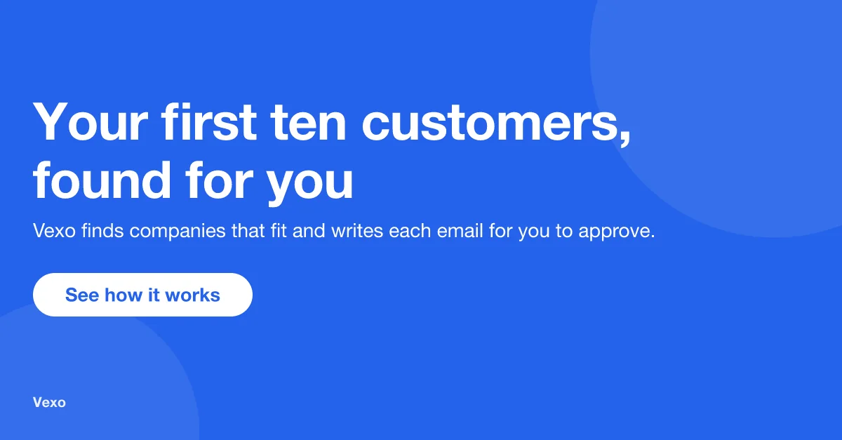 A branded post image: Your first ten customers, found for you